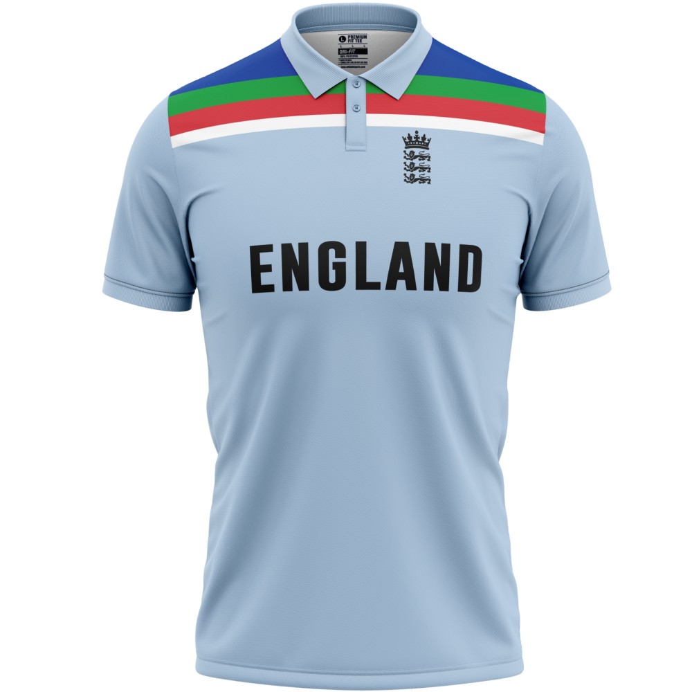 England Blue ODI World Cup 2019 Half Sleeves Cricket Fan Jersey - 100% Dryfit Polyester England Blue ODI World Cup 2019 Half Sleeves Cricket Fan Jersey - 100% Dryfit Polyester