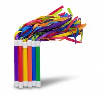 Rainbow Ribbon Wand, with one side Ribbon, Size: 12”