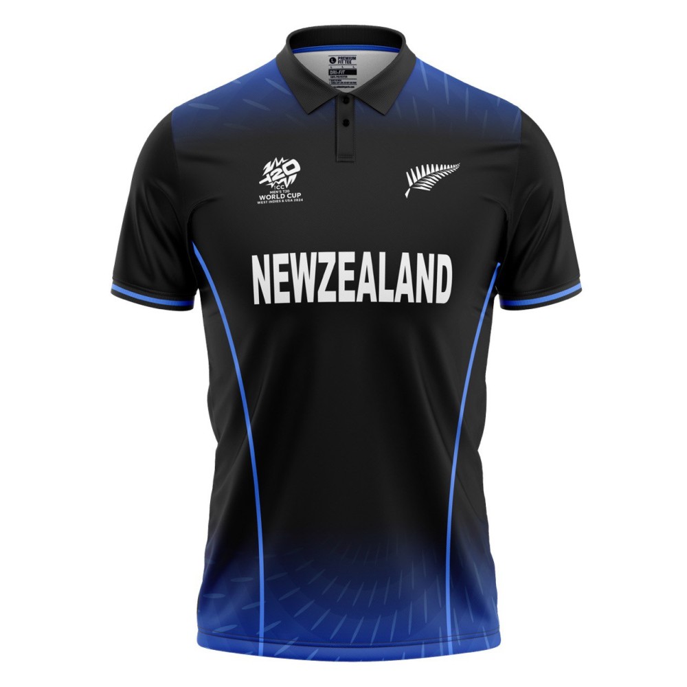 New Zealand ODI World Cup 2015 Half Sleeves Cricket Fan Jersey - 100% Dryfit Polyester - With Name Personalisation