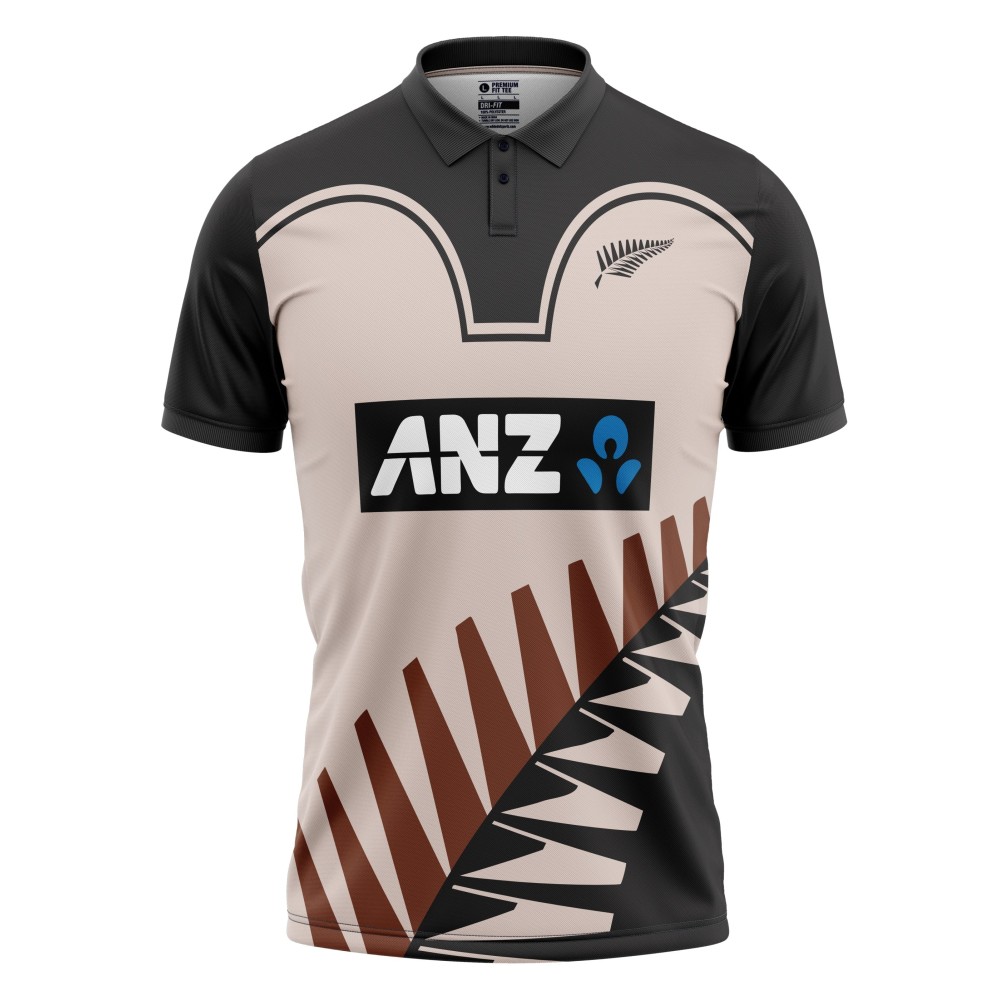 New Zealand ODI World Cup Retro Half Sleeves Cricket Fan Jersey - 100% Dryfit Polyester - With Name Personalisation