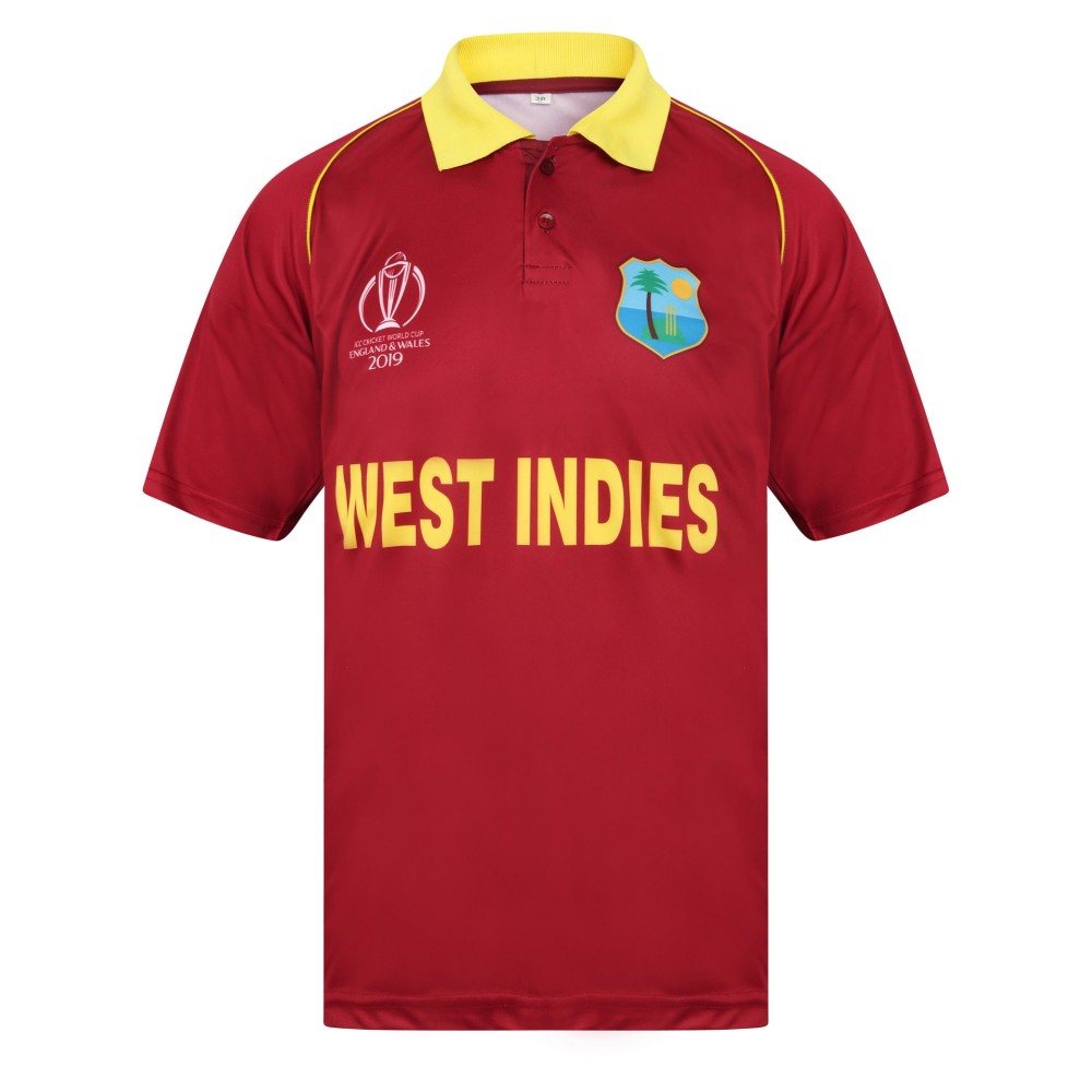 West Indies T20 World Cup 2019 Half Sleeves Cricket Fan Jersey - 100% Dryfit Polyester - With Name Personalization