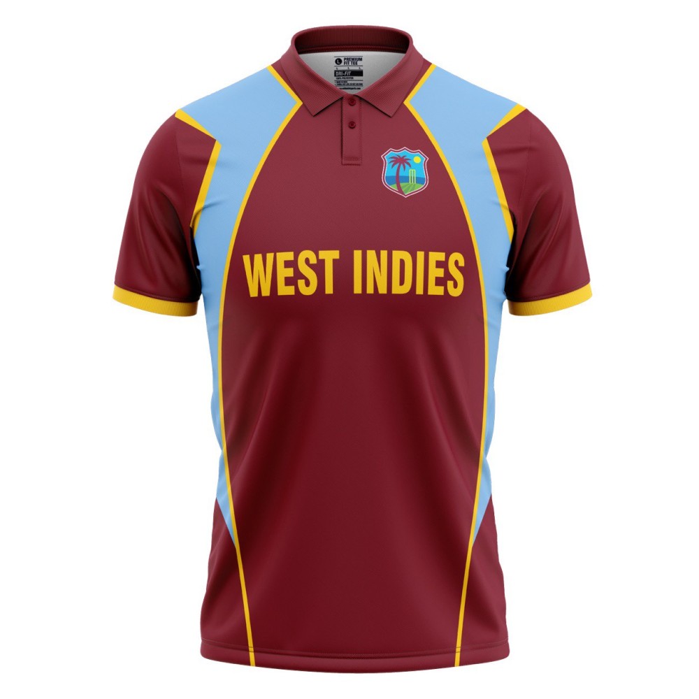 West Indies T20 World Cup 2012 Half Sleeves Cricket Fan Jersey - 100% Dryfit Polyester - With Name Personalization