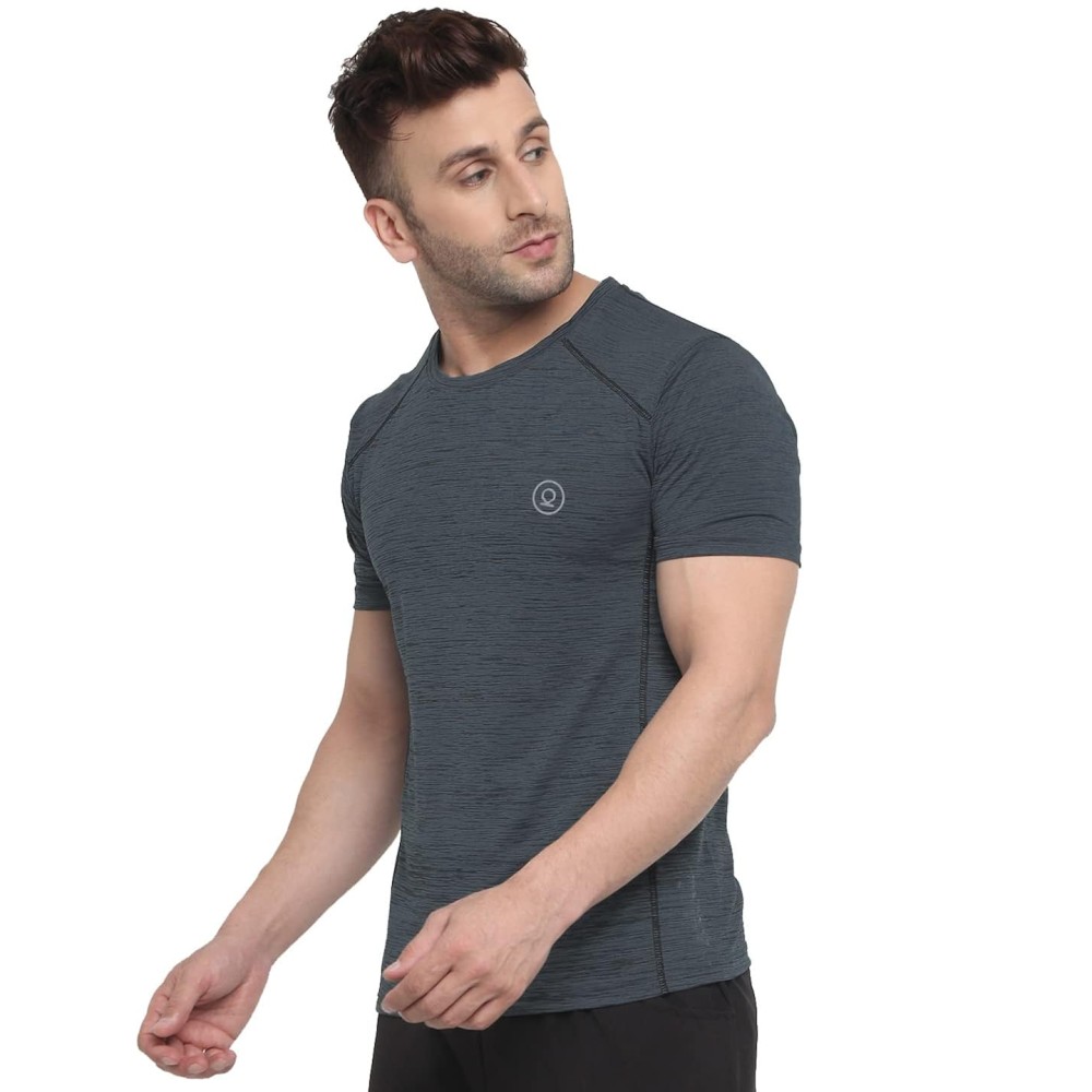 FlexFit Round Neck Regular Dry Fit Gym Sports T-Shirt - M-Grey FlexFit Round Neck Regular Dry Fit Gym Sports T-Shirt - M-Grey