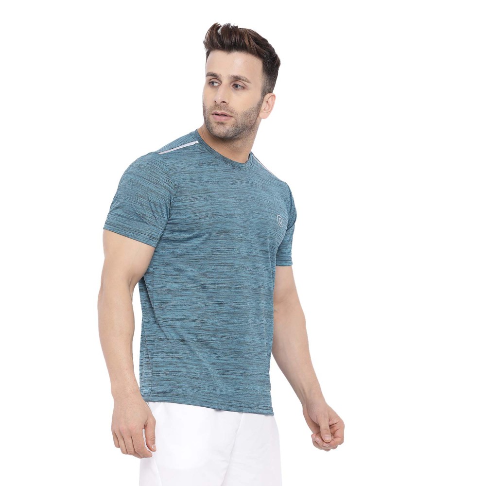 FlexFit Round Neck Regular Dry Fit Gym Sports T-Shirt - Sea Green