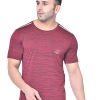 FlexFit Round Neck Regular Dry Fit Gym Sports T-Shirt - Wine