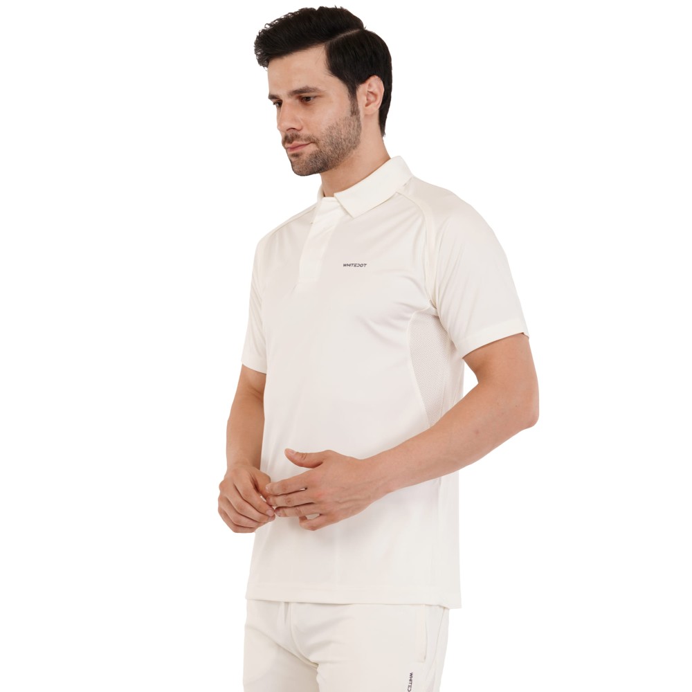 Hexa Dri-FIT Cricket White Polo T-Shirt - Off White