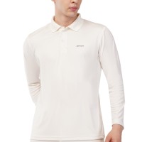 Novelty Quick Dry Cricket Polo T-Shirt - Full Sleeves - Off White