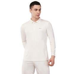 Novelty Quick Dry Cricket Polo T-Shirt - Full Sleeves - Off White