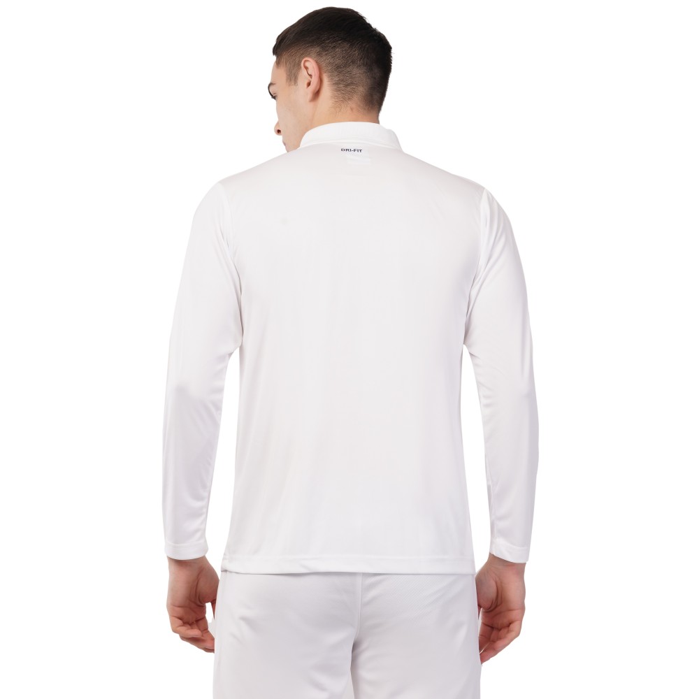 Novelty Quick Dry Cricket Polo T-Shirt - Full Sleeves - White