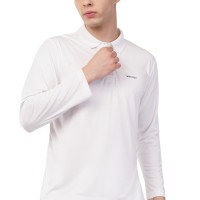 Novelty Quick Dry Cricket Polo T-Shirt - Full Sleeves - White