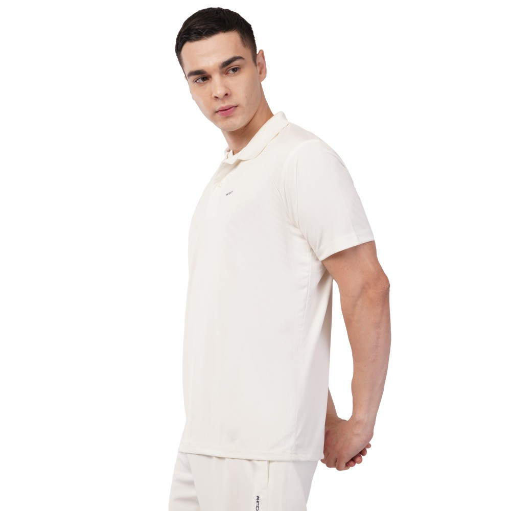 Novelty Quick Dry Cricket Polo T-Shirt - Half Sleeves - Off White