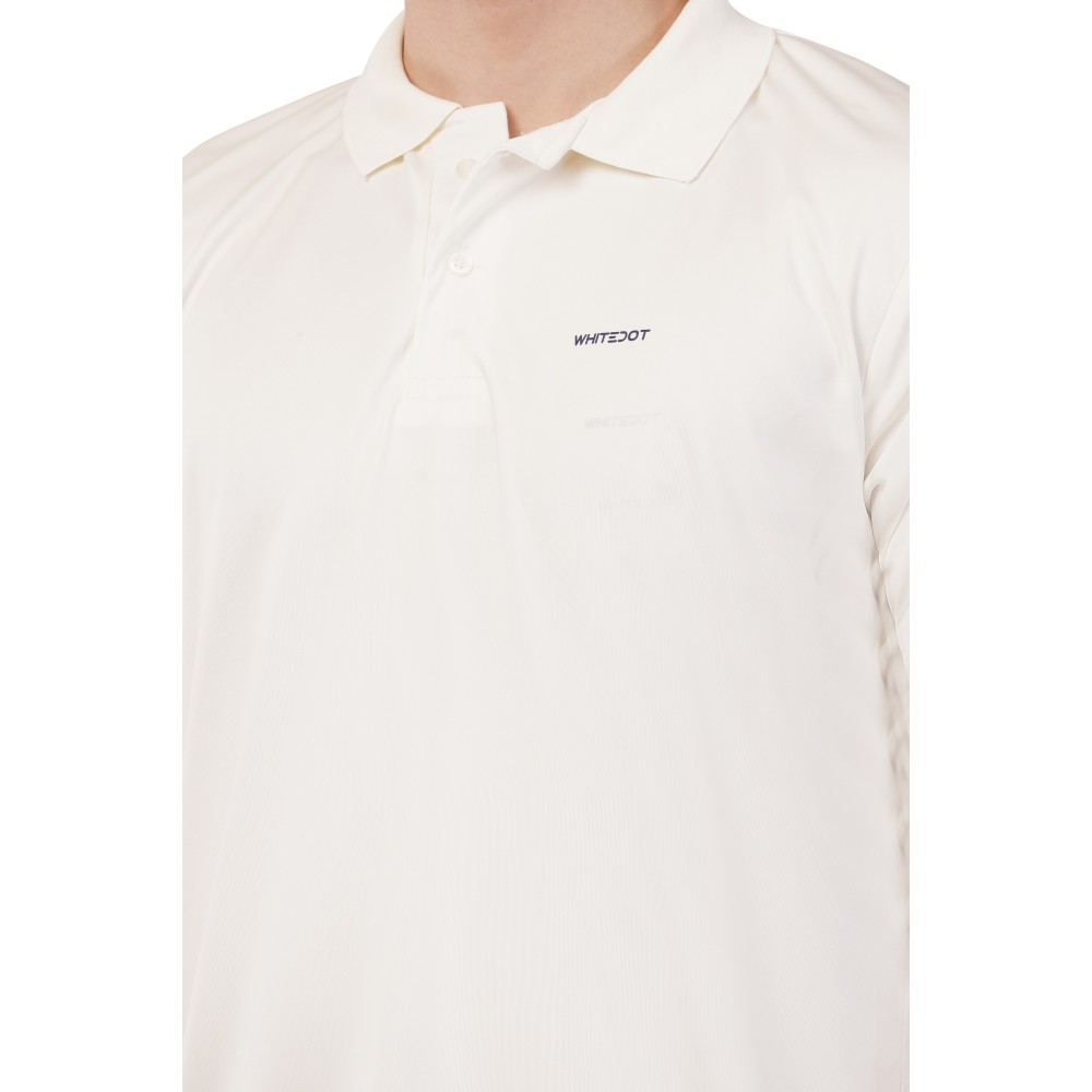 Novelty Quick Dry Cricket Polo T-Shirt - Half Sleeves - Off White
