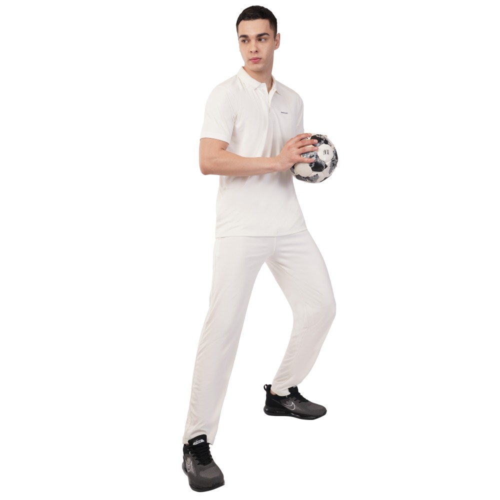 Novelty Quick Dry Cricket Polo T-Shirt - Half Sleeves - Off White