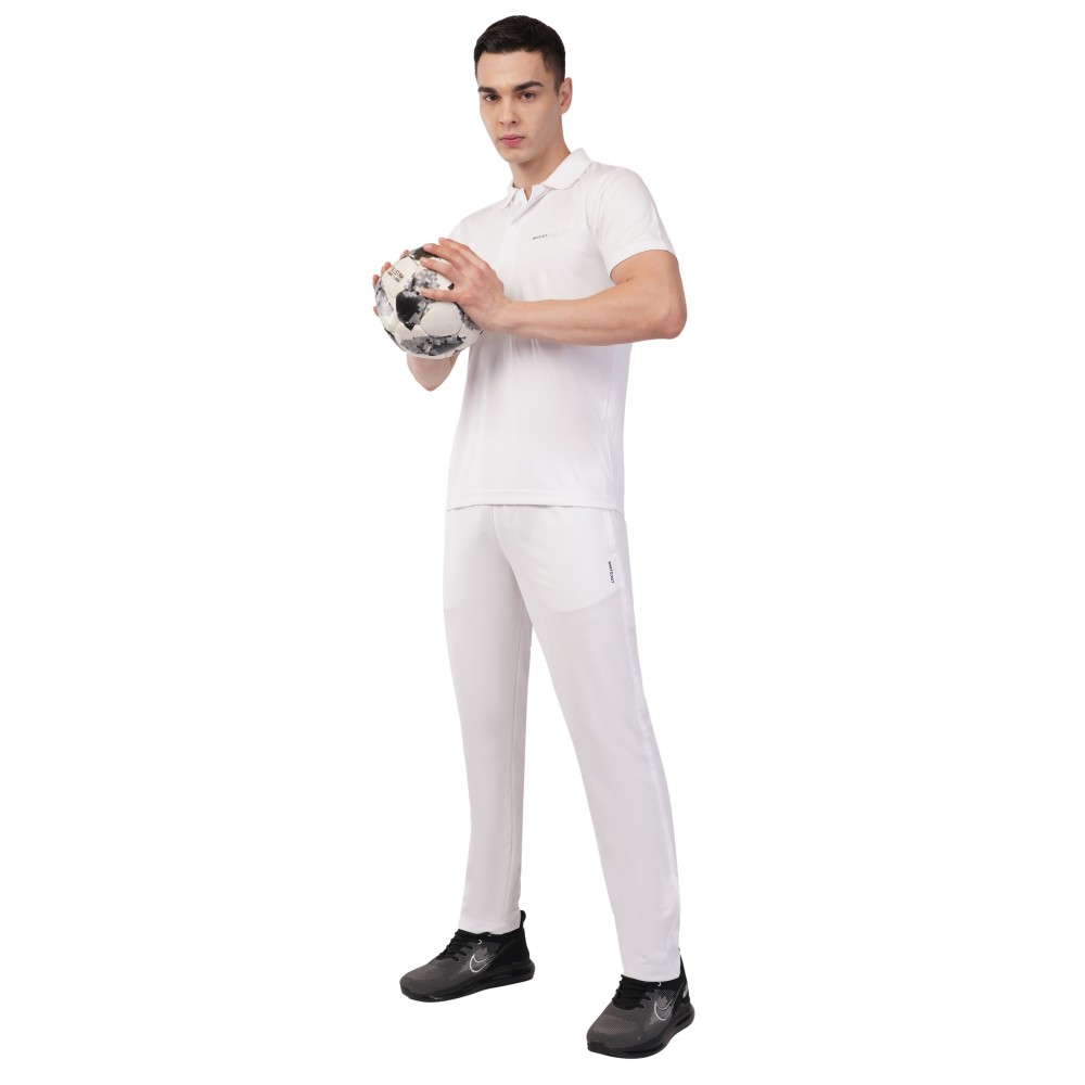 Novelty Quick Dry Cricket Polo T-Shirt - Half Sleeves - White