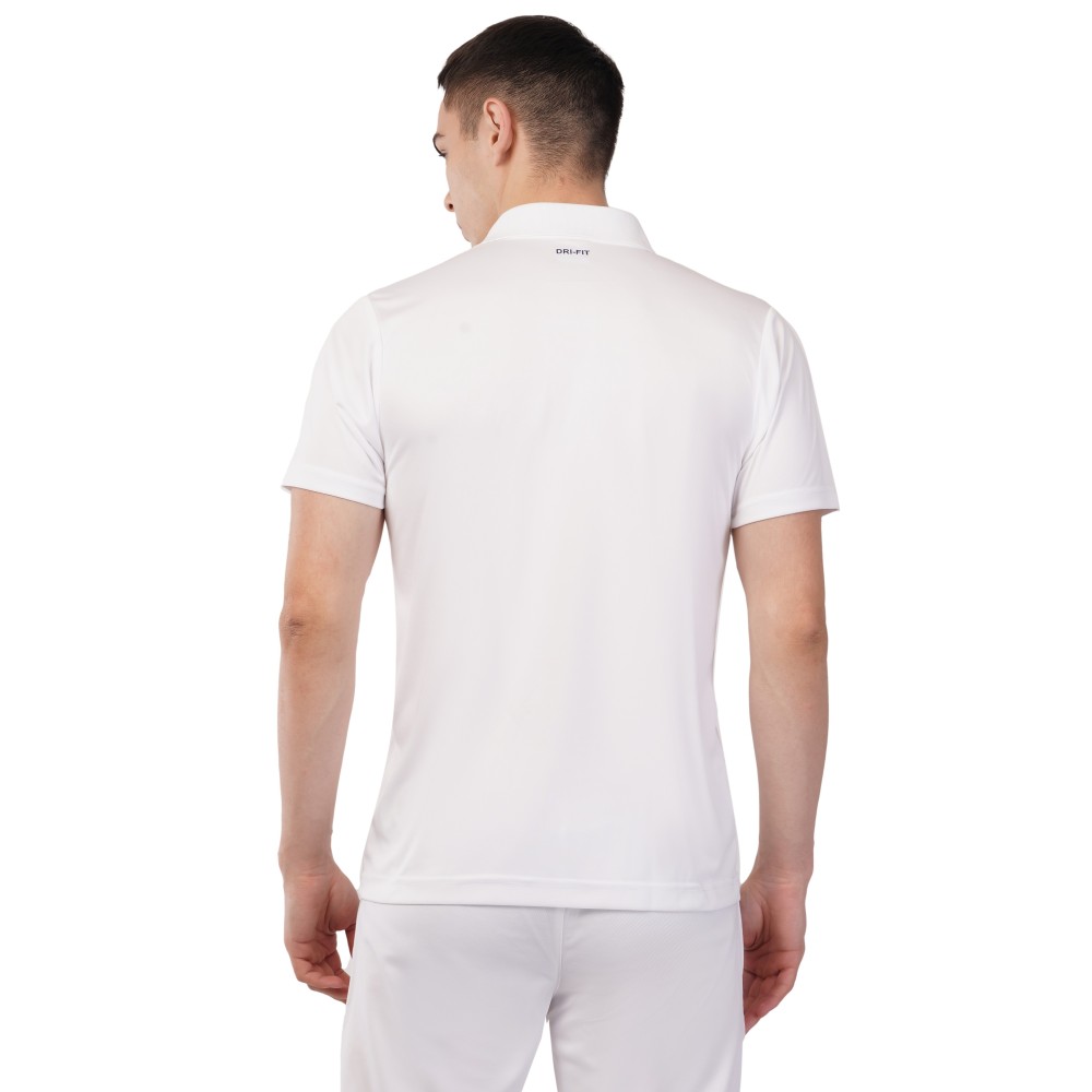 Novelty Quick Dry Cricket Polo T-Shirt - Half Sleeves - White