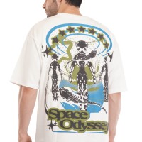 Space odyssey Cotton Tshirt - White Drop Shoulder 