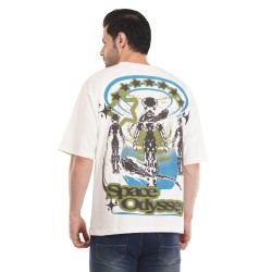 Space odyssey Cotton Tshirt - White Drop Shoulder 