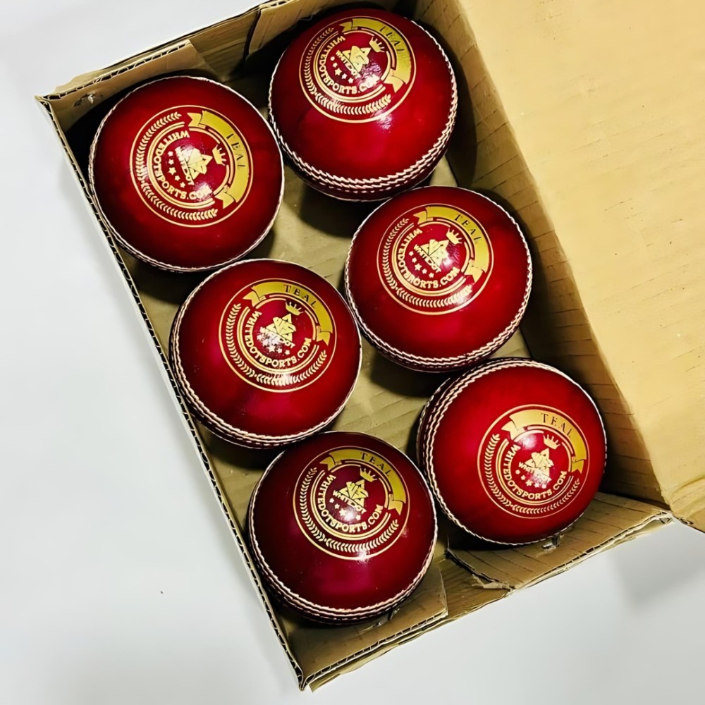 Teal Red Cricket Leather Ball - 40 Over - Pack of 2 Teal Red Cricket Leather Ball - 40 Over - Pack of 2