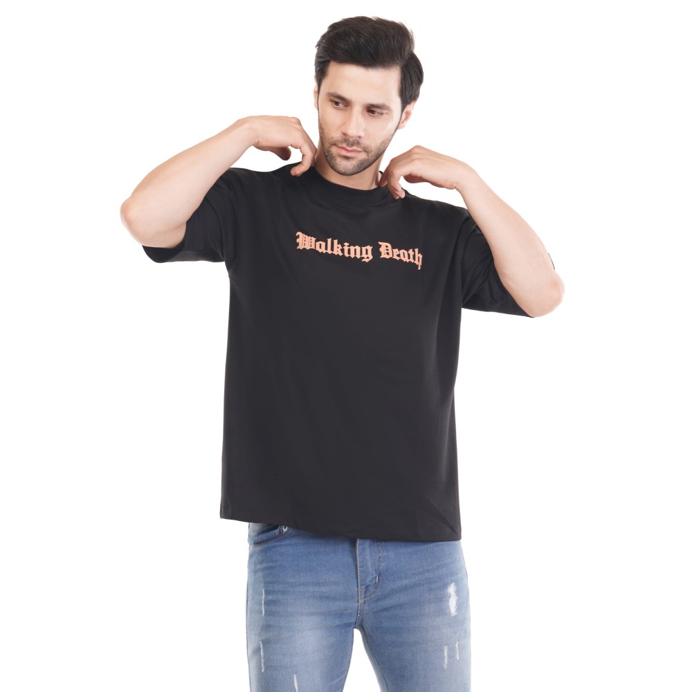 Walking Death Cotton Tshirt - Black Drop Shoulder 
