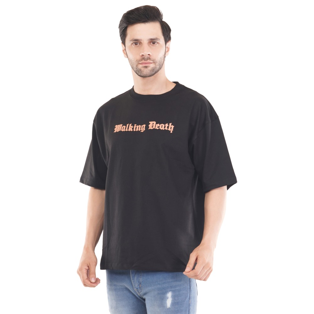 Walking Death Cotton Tshirt - Black Drop Shoulder 