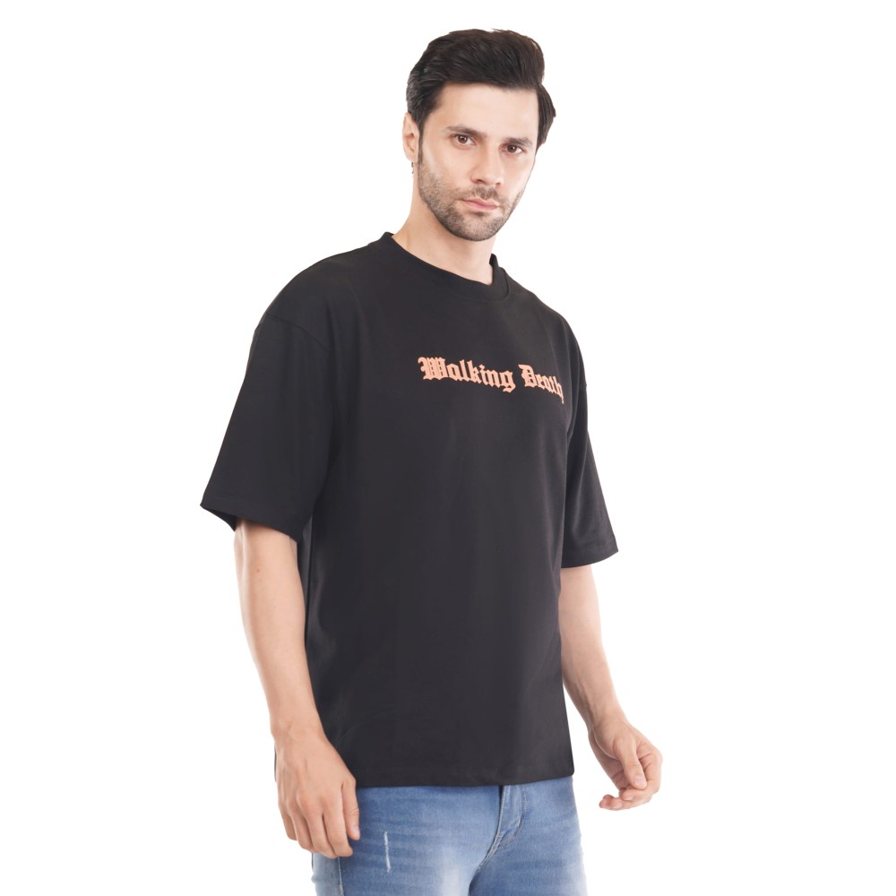 Walking Death Cotton Tshirt - Black Drop Shoulder 