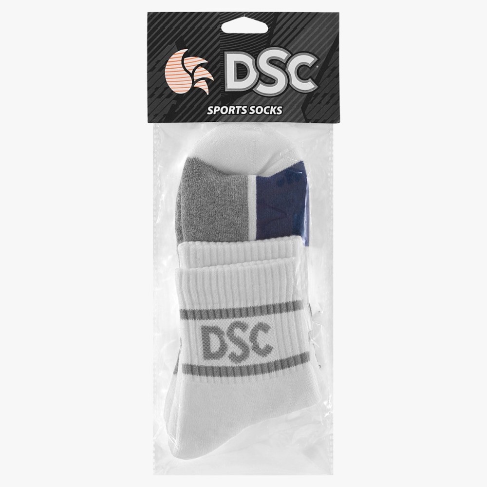 DSC DSC 05 Cricket Socks (White/Navy/Grey Melange)