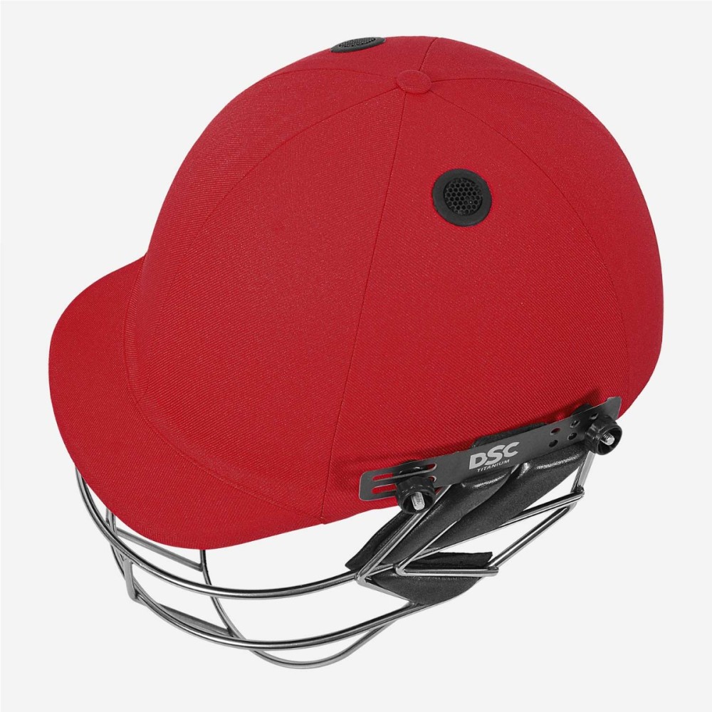 DSC Fort 44 Lite Titanium Cricket Helmet, Red, Large