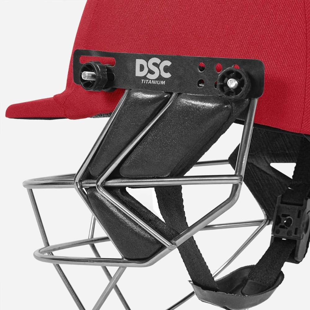 DSC Fort 44 Lite Titanium Cricket Helmet, Red, Large