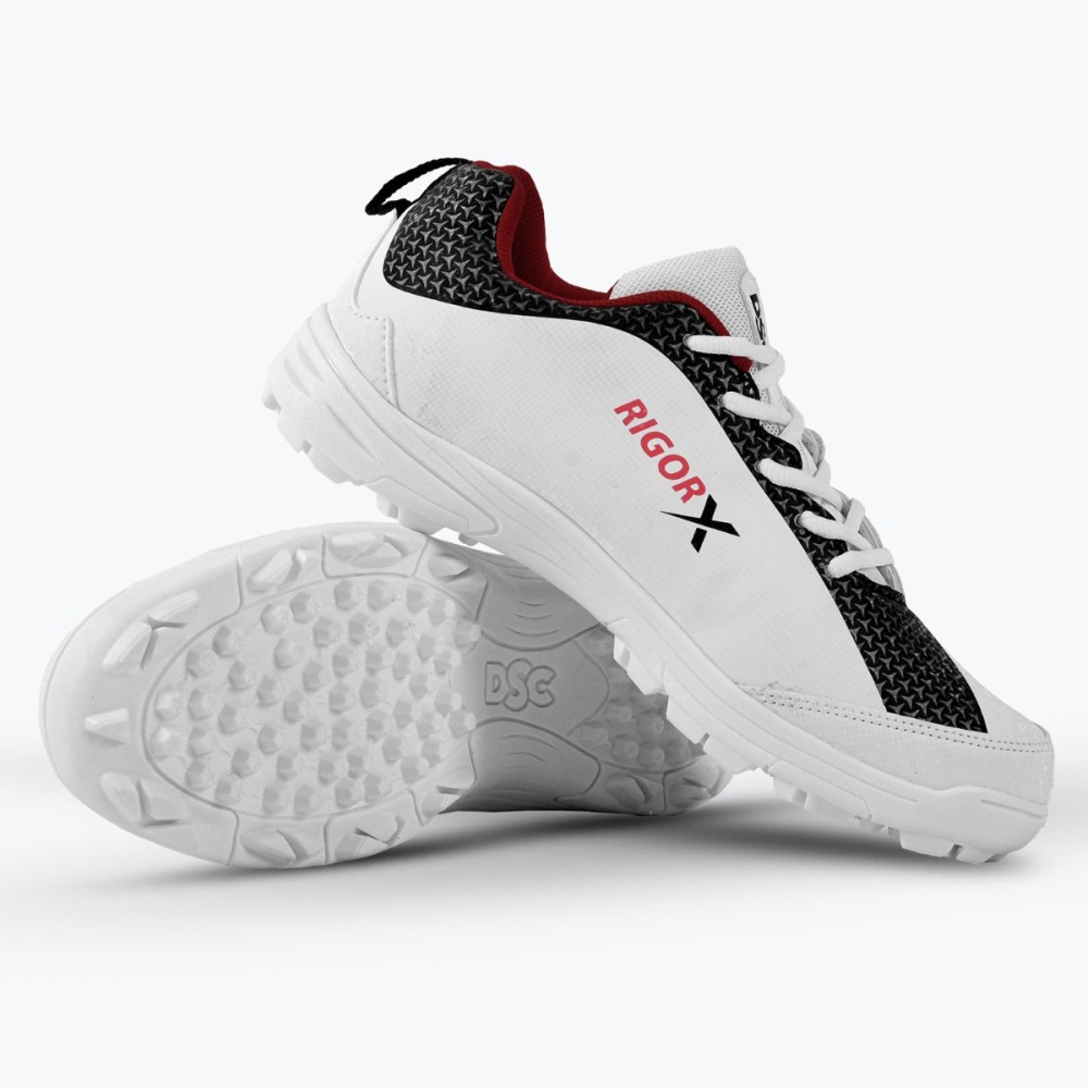 DSC Rigor X Cricket Shoes (Black), White/black, 1