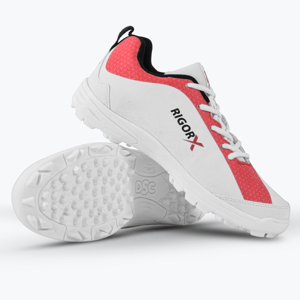 DSC Rigor X Cricket Shoes (Red), White/red, 1