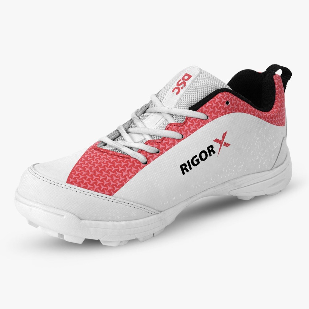 DSC Rigor X Cricket Shoes (Red), White/red, 1