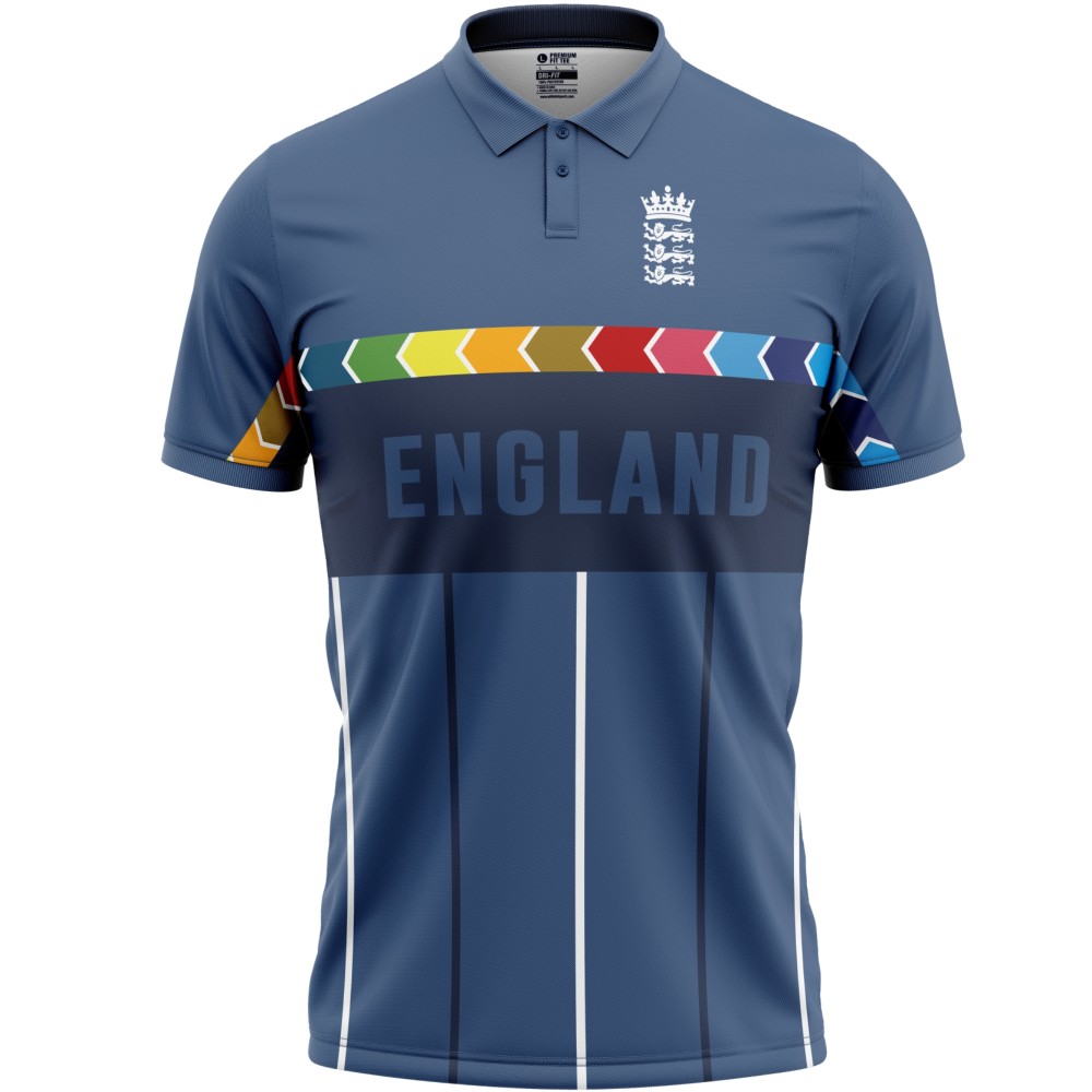 England Blue ODI World Cup 1996 Half Sleeves Cricket Fan Jersey - 100% Dryfit Polyester