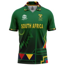 South Africa 2021 T20 World Cup Half Sleeves Cricket Fan Jersey - 100% Dryfit Polyester - With Name Personalization