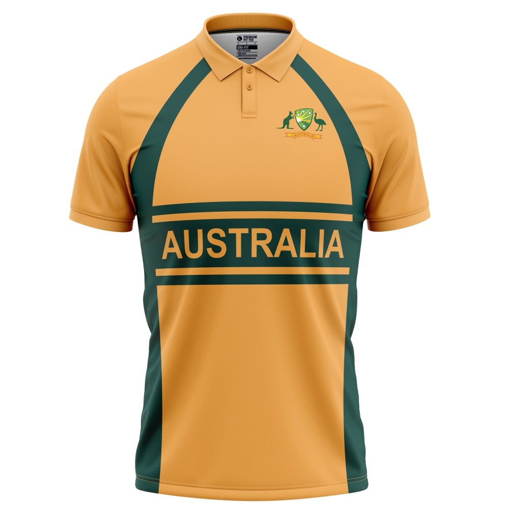 Australia Half Sleeves Cricket Fan Jersey - 100% Dryfit Polyester - With Name Personalization