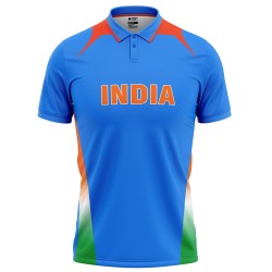 India ICC World Cup 2011 Half Sleeves Cricket Fan Jersey - 100% Dryfit Polyester - With Name Personalization