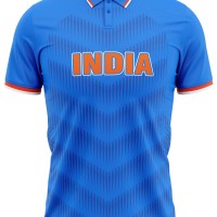 India ICC World Cup 2015 Half Sleeves Cricket Fan Jersey - 100% Dryfit Polyester - With Name Personalization