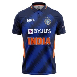 India T20 World Cup 2021 Half Sleeves Cricket Fan Jersey - 100% Dryfit Polyester - With Name Personalization