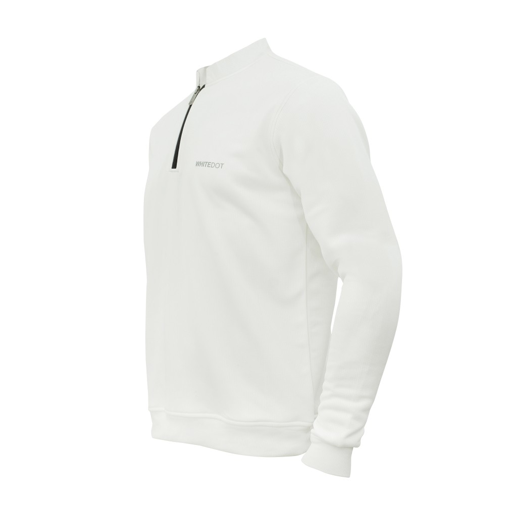 Off White Zip Up Full Sleeves Cricket Jumper