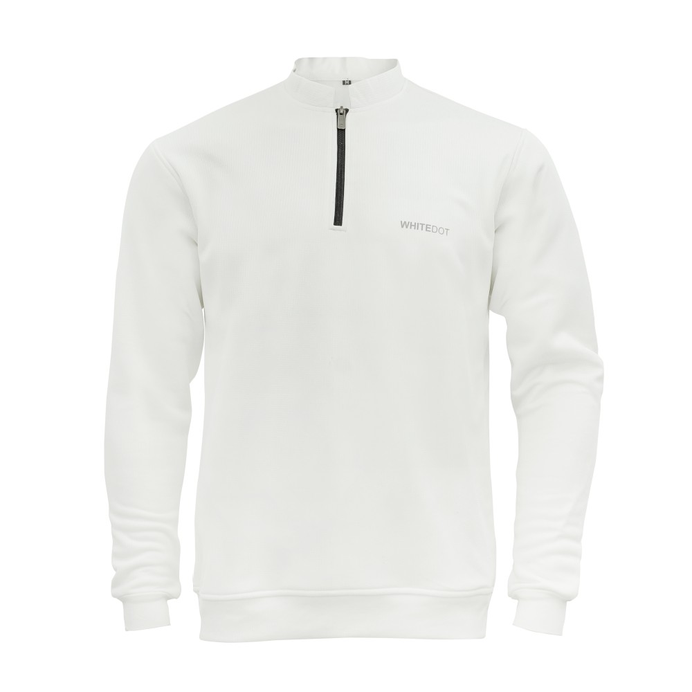 Off White Zip Up Full Sleeves Cricket Jumper