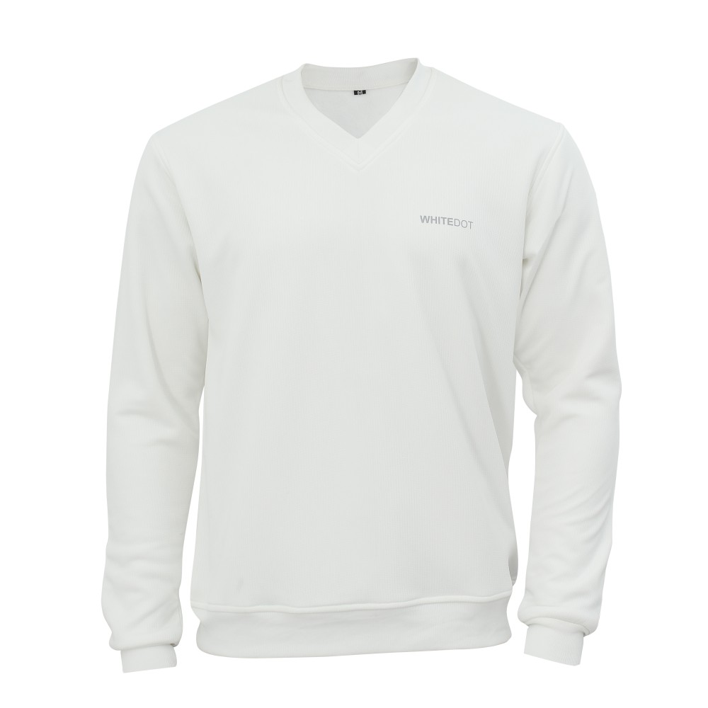 Off White V Neck Full Sleeves Cricket Jumper