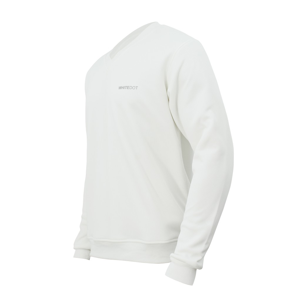 Off White V Neck Full Sleeves Cricket Jumper