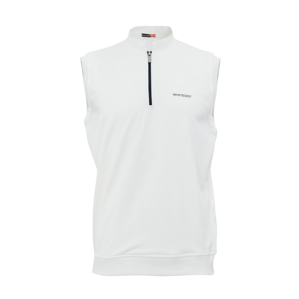 Off White Zip Up Without Sleeves Cricket Jumper