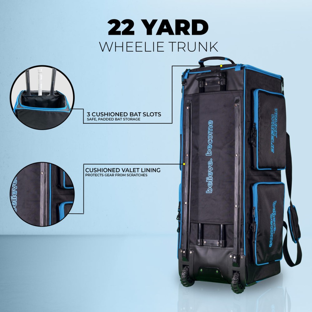 SG 22 Yards Wheelie Trunk Cricket Kit Bag, L, Black SG 22 Yards Wheelie Trunk Cricket Kit Bag, L, Black