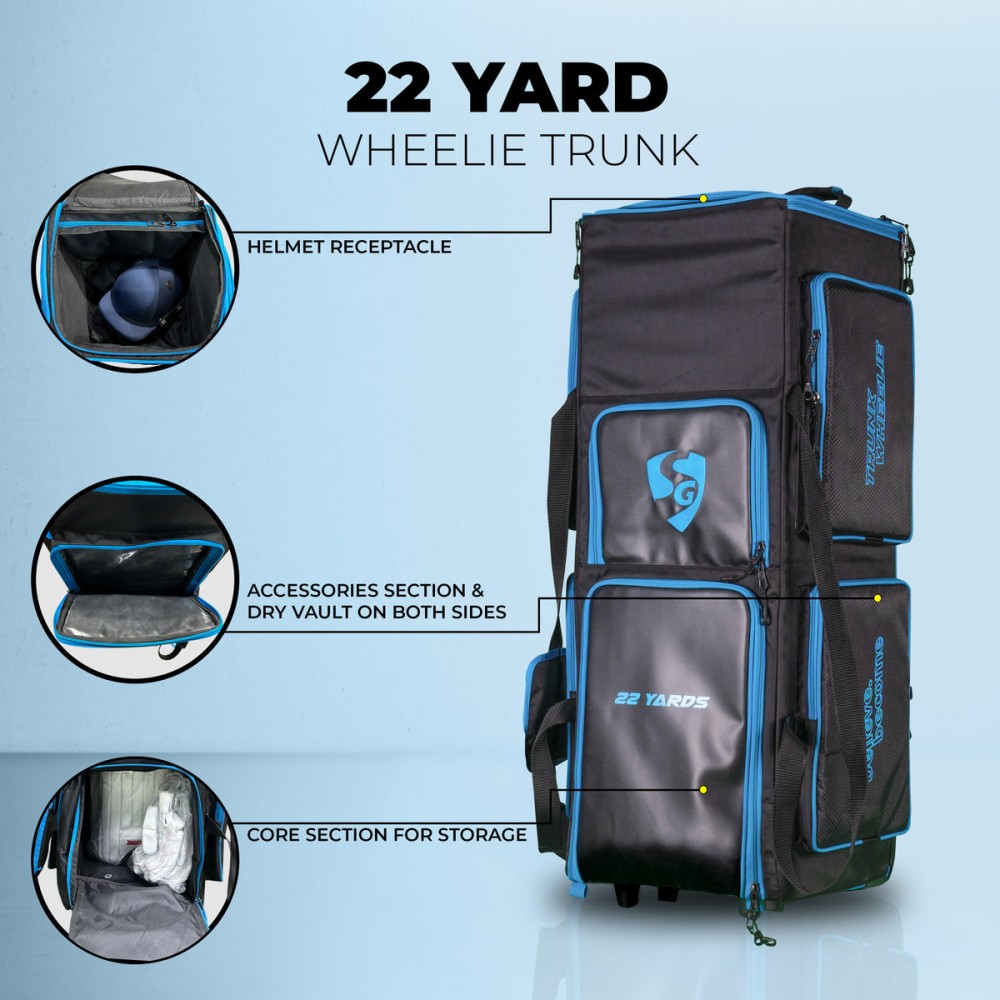 SG 22 Yards Wheelie Trunk Cricket Kit Bag, L, Black SG 22 Yards Wheelie Trunk Cricket Kit Bag, L, Black