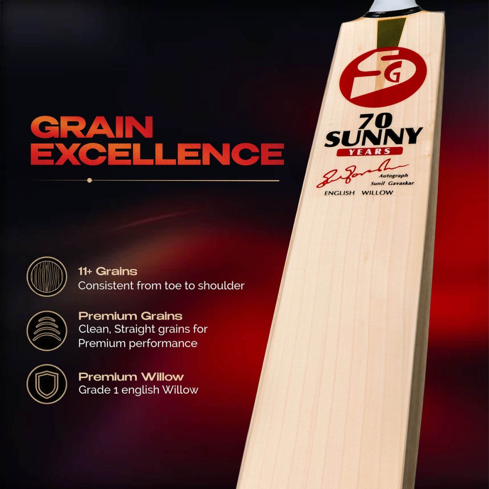 SG 70 Sunny Years English Willow Cricket Bat, Full-Size SG 70 Sunny Years English Willow Cricket Bat, Full-Size
