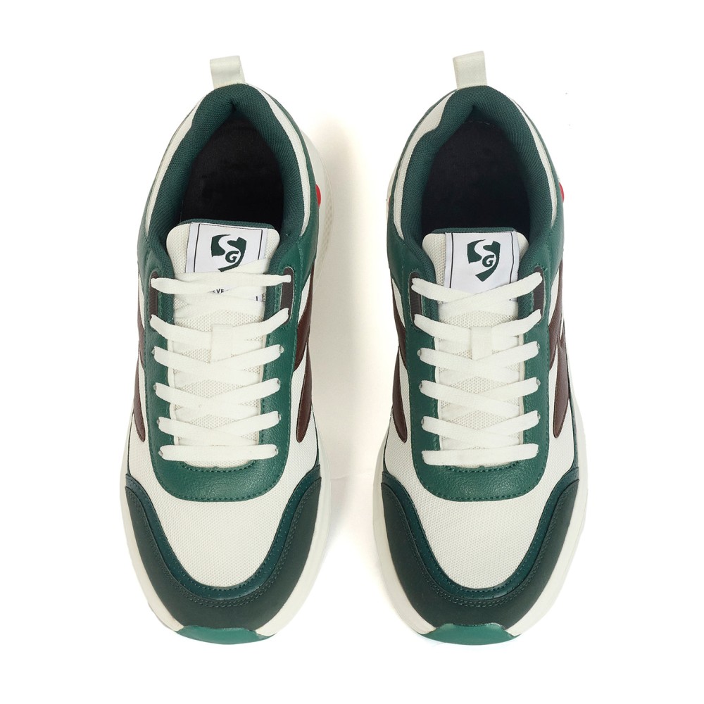SG ARENA Lifestyle Shoes - Green/White/Brown, 6, Green/ White / Brown