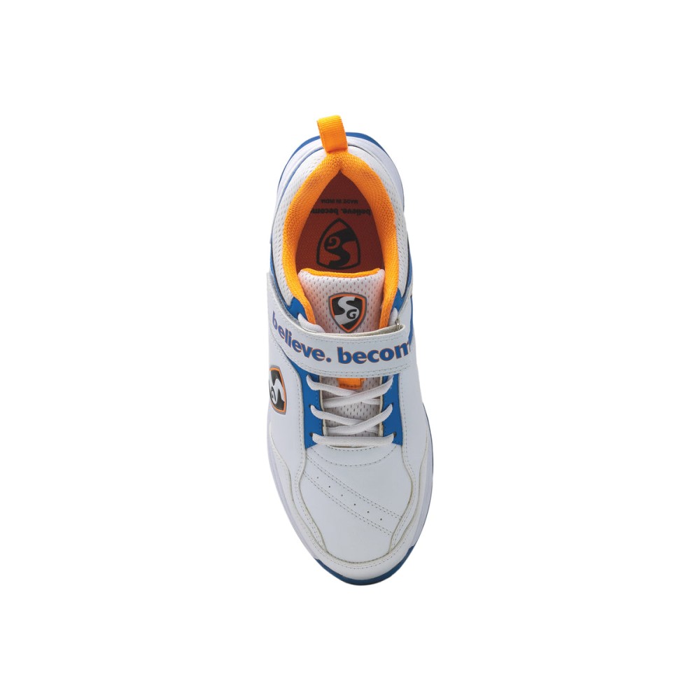 SG CENTURY 6.0 Cricket - Sleek Design in White/Royal Blue/Orange for Optimal Performance, Uk-4 SG CENTURY 6.0 Cricket - Sleek Design in White/Royal Blue/Orange for Optimal Performance, Uk-4