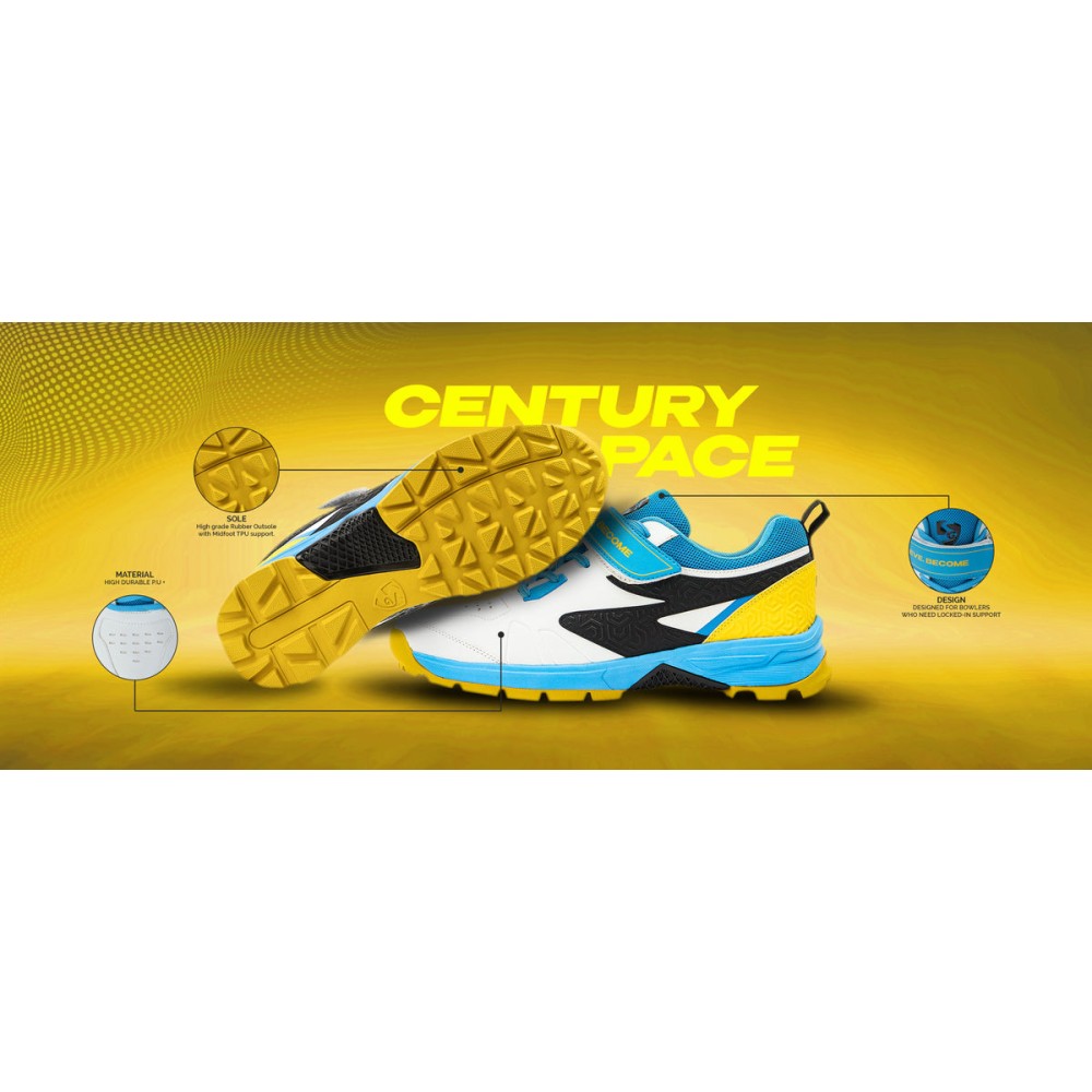 SG CENTURY PACE Shoes White/Blue/Yellow, White/Blue/Yellow, 4