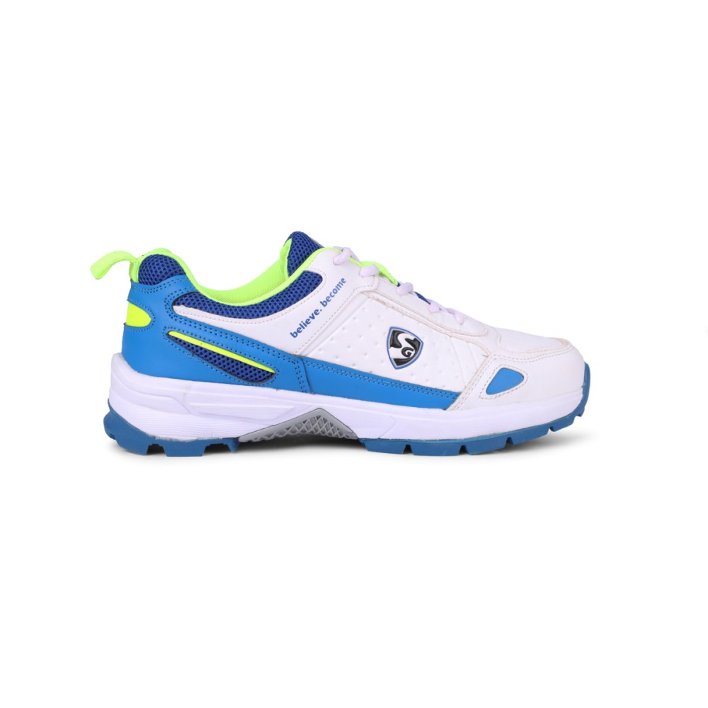 SG CLUB 6.0 Cricket Shoe: Classic White with Royal Blue and Lime Accents for Style and Performance, Uk-4