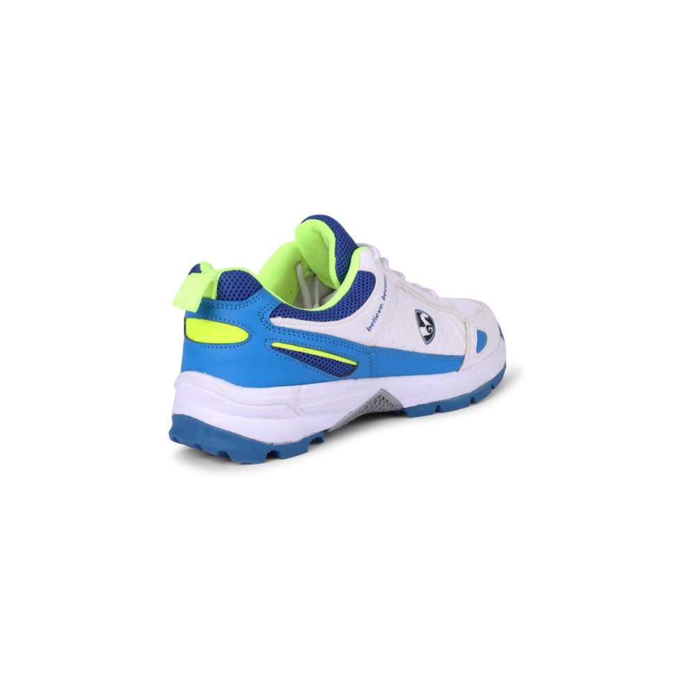 SG CLUB 6.0 Cricket Shoe: Classic White with Royal Blue and Lime Accents for Style and Performance, Uk-4